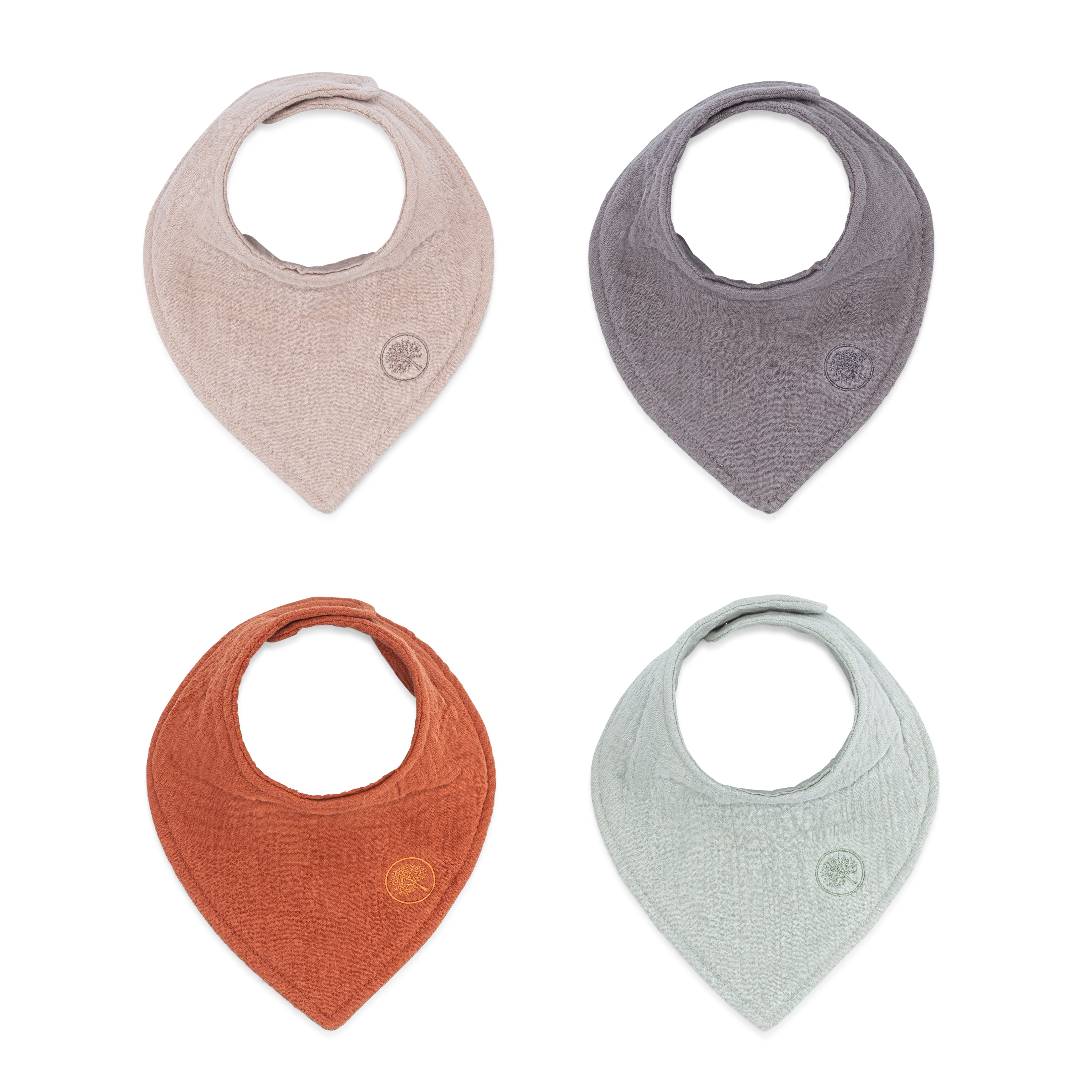Parker Baby Co. Muslin Bandana Drool Bibs - 4 Pack for Boys, Girls, Unisex - Pebble