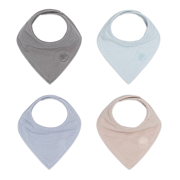 Parker Baby Co. Muslin Bandana Drool Bibs - 4 Pack for Boys - Stormy