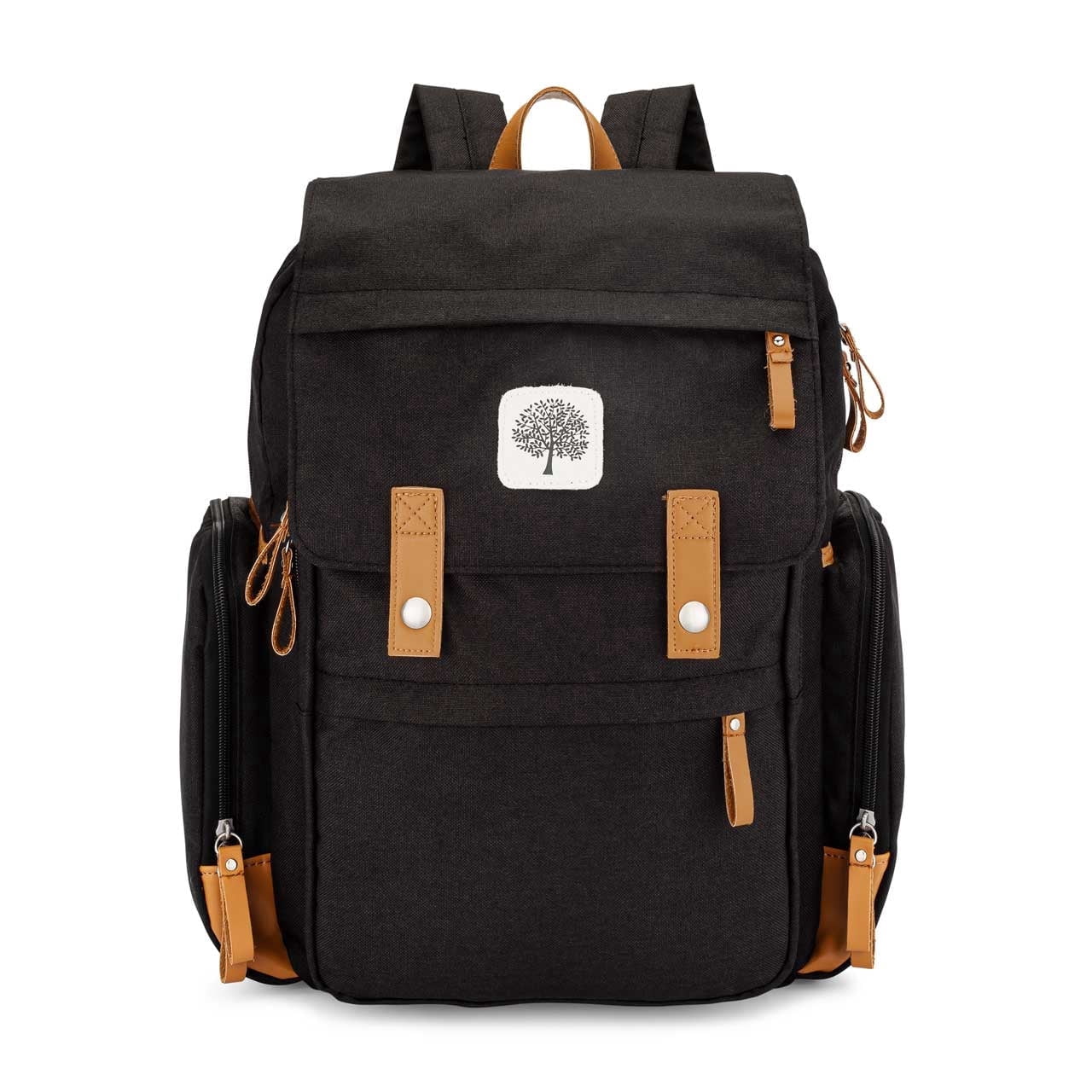 Parker Baby Co. Diaper Backpack with Changing Pad, Insulated Pockets & Stroller Straps, Black