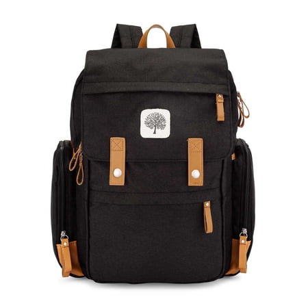 Parker Baby Co. Diaper Backpack with Changing Pad, Insulated Pockets & Stroller Straps, Black