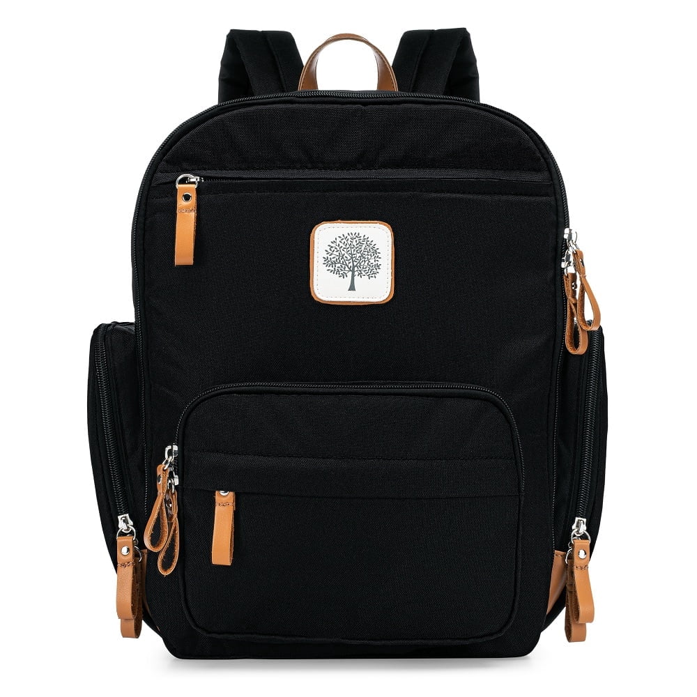 Parker Baby Co. Birch Bag Mini Diaper Backpack, Lightweight Baby Bag with Insulated Bottle Pockets, Compact & Organized - Black