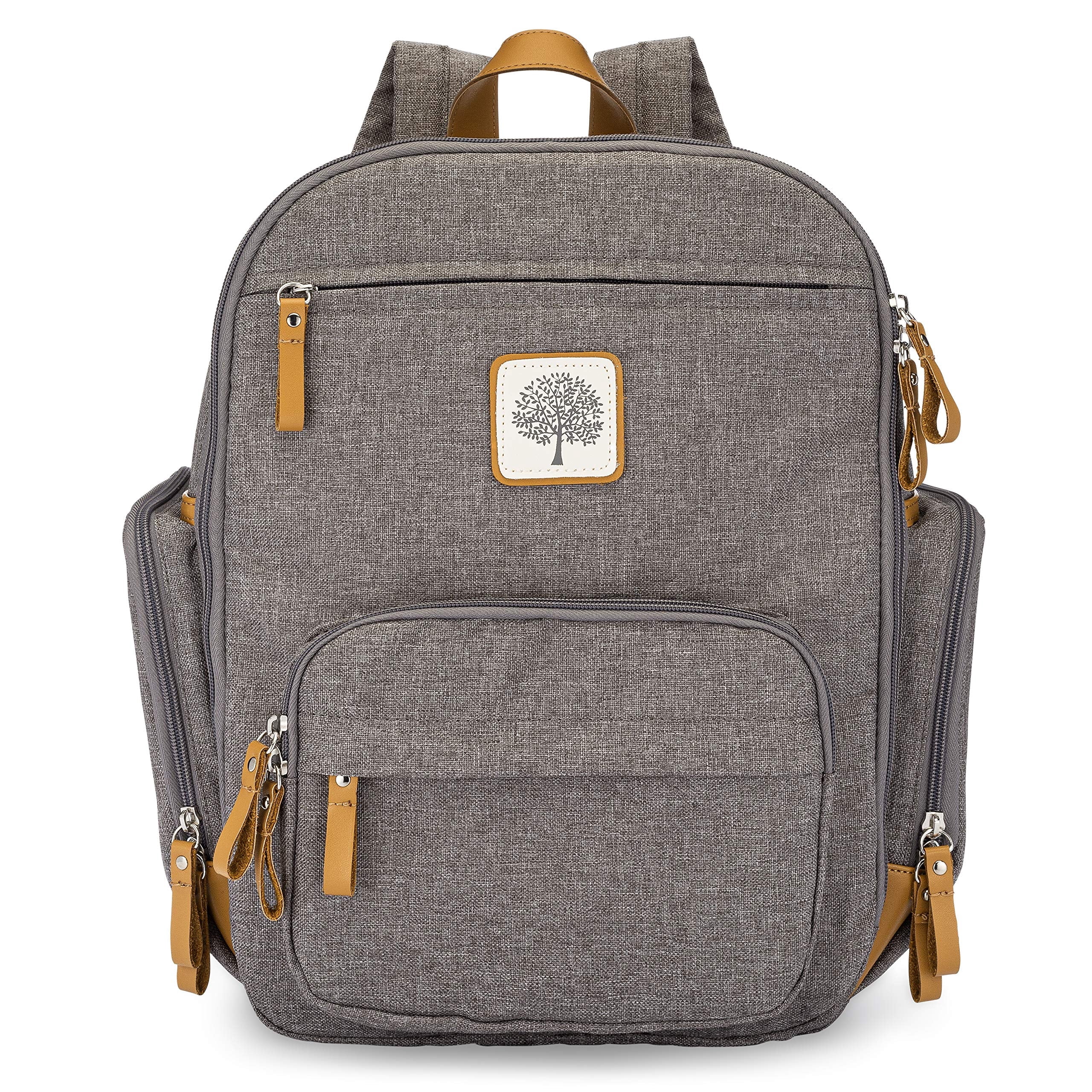 Parker Baby Co. Birch Bag Mini Diaper Backpack, Lightweight Baby Bag with Insulated Bottle Pockets, Compact & Organized - Gray