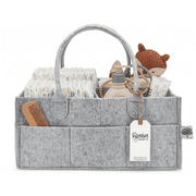 Parker Baby Co. Felt Diaper Caddy - Large Nursery Organizer with Removable Dividers - Gray