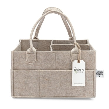 Parker Baby Felt Diaper Caddy - Oatmeal Nursery Storage for Diapers - Regular