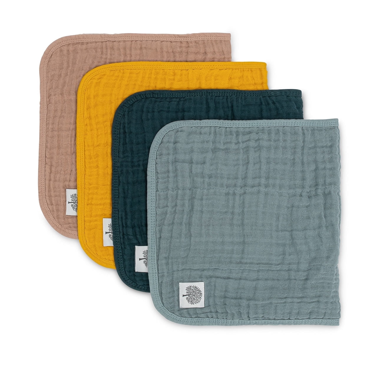 Parker Baby Co. Muslin Burp Cloths, 100% Cotton, Large, Soft & Absorbent Baby Burp Cloths for Boys & Girls, Dune Set, 4 Pack