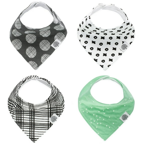Parker Baby Organic Cotton Bandana Baby Bibs - 4 Pack Unisex - Denver Set