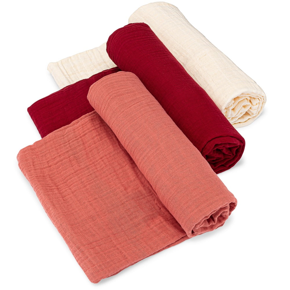 Parker Baby Swaddles - 3 Pack Infant 100% Cotton Muslin Femal Swaddle Blankets - Rose Set