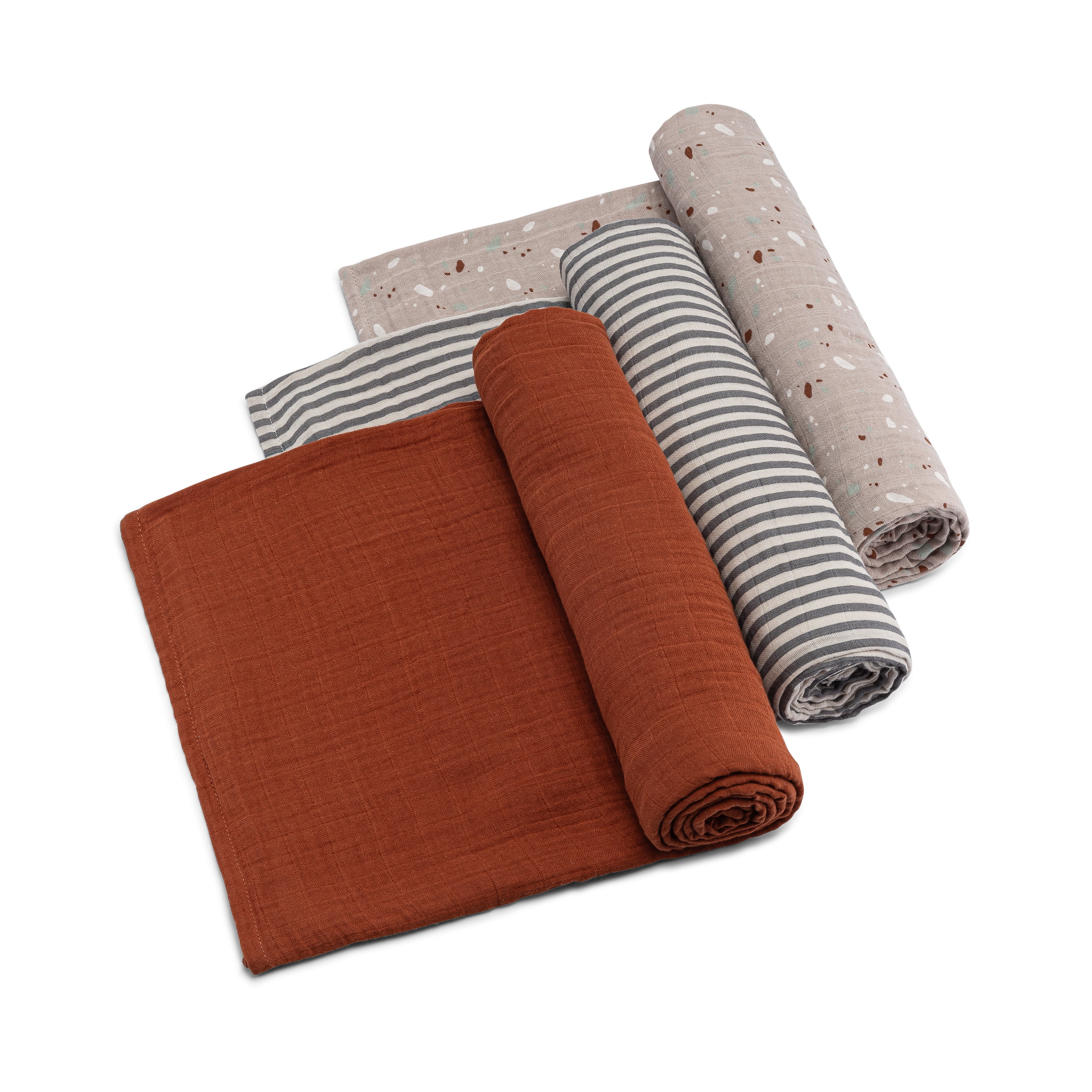 Parker Baby Swaddles - 3 Pack Infant 100% Cotton Muslin Female Swaddle Blankets - Clay Set