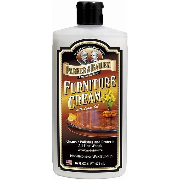 Parker & Bailey Furniture Cream Wood Cleaner & Polish, Restores Shine & Removes Buildup, Lemon Scent, 16 oz