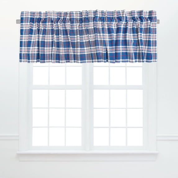 Parker Blue & Red 100% Cotton Set of 2 Americana Window Valances 15.5" x 72"