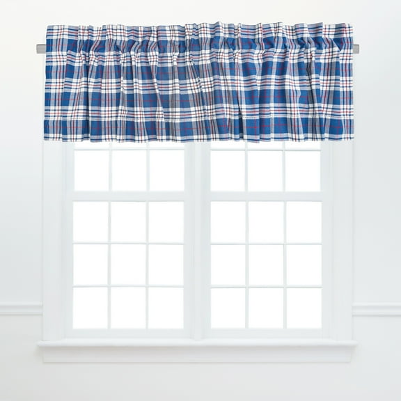 Parker Blue & Red 100% Cotton Single Window Valance 15" x 72"
