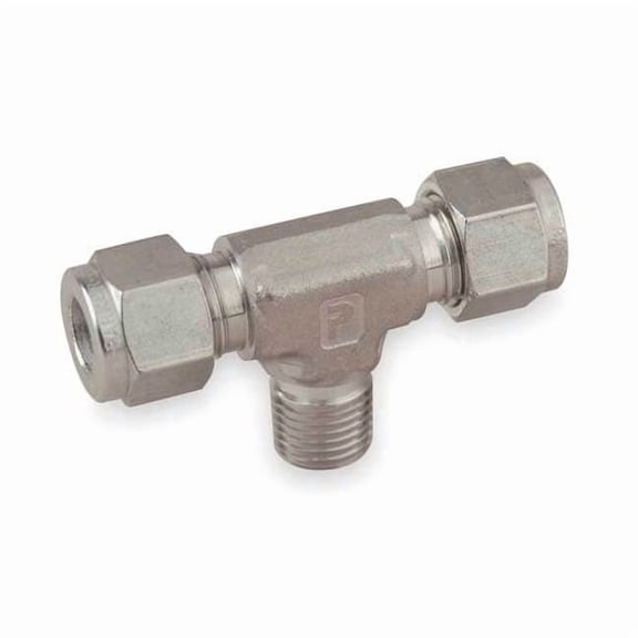 Parker 1/4" x 3/8" Compression x MNPT 316 SS Male Branch Tee 6MBT4N-316