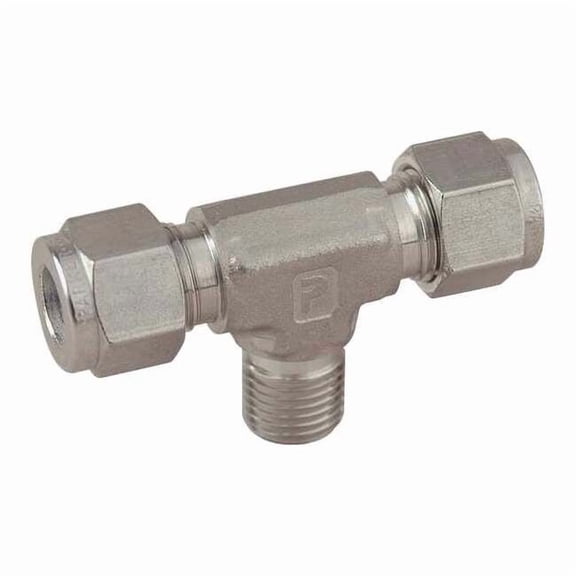 Parker 3/8" x 1/2" A-LOK x MNPT SS Male Branch Tee 8MBT6N-316