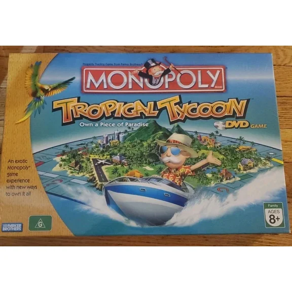 Parker Brothers Monopoly Tropical Tycoon DVD Board Game Family Ages 8+