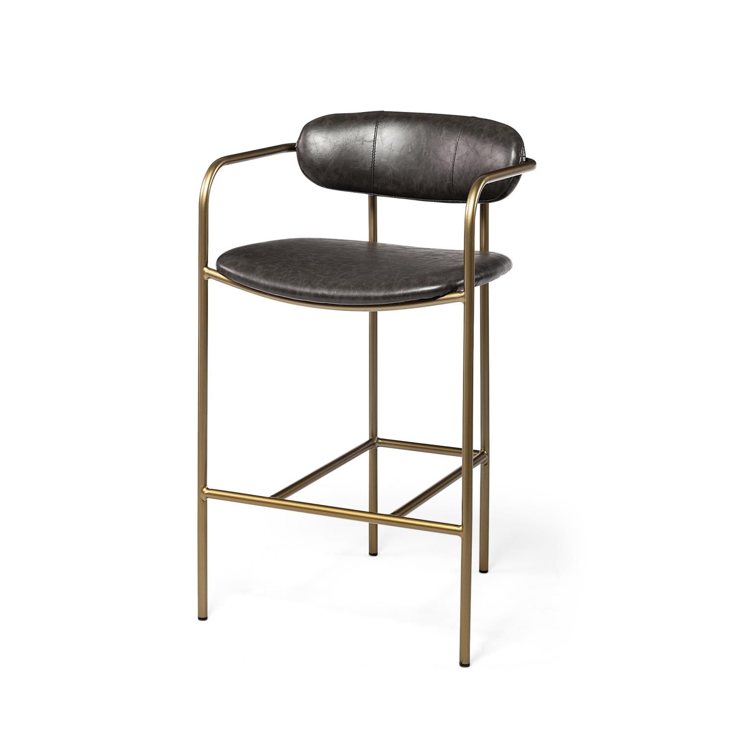 Parker Brown Leather Seat Gold Metal Counter Stool
