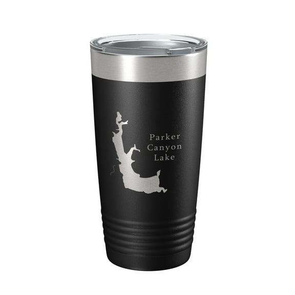 Parker Canyon Lake Map Tumbler Travel Mug Insulated Laser Engraved Coffee Cup Arizona 20 oz Black