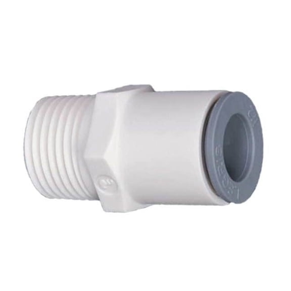 Push-Fit Adapter Fitting, 3/8 in Tube Size, Bio-Based Nylon, White, 10 PK