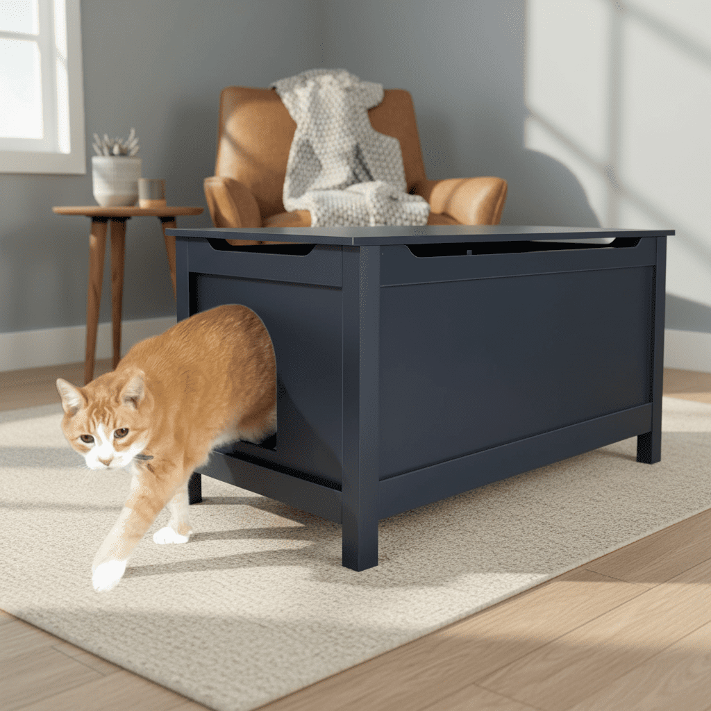 Catbox Cat Litter Box Enclosure, Hidden Dog-Proof Pet Furniture with Cover (Charcoal)