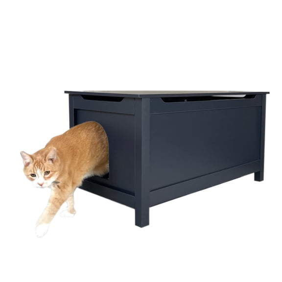 Parker Designer Catbox Cat Litter Box Enclosure, Hidden Dog-Proof Pet Furniture with Cover, Elegant Covered Odor Contained for Large Cats, Cat Litter Box Furniture With Lid, Charcoal