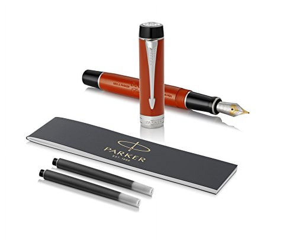 Parker Duofold Classic Big Vintage Red Fountain Pen, Fine Nib, Blue Ink