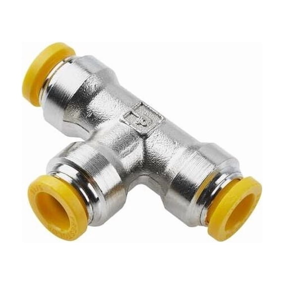 Parker Metric Metal Push-to-Connect Fitting, Brass, Silver 164PLP-4M