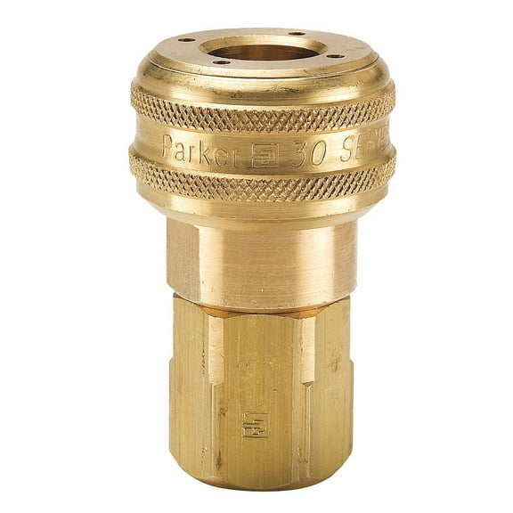 Parker Hannifin B33 Series 30 Brass Pneumatic Quick Coupler, Female Pipe Thread, 1/4 Inch Size, 1/4-18 NPTF Port CA1
