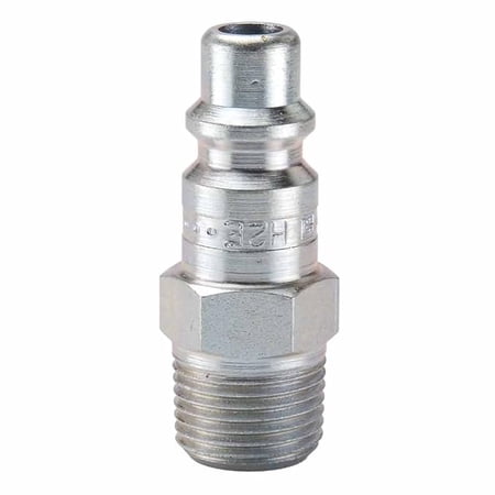Parker Hannifin H2C Steel Pneumatic Industrial Interchange Nipple with Male Pipe Thread, Non-Valve, Straight Through, 1/4" Body Size, 1/4"-18 NPTF Thread Size, 1.66" Length