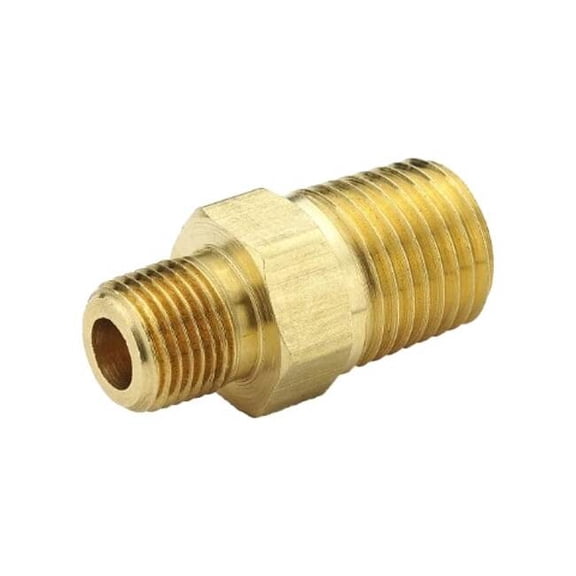 Parker Hex Nipple Brass Hex Nipple, 1/2 in Male NPT X 3/8 in Male NPT 216P-8-6