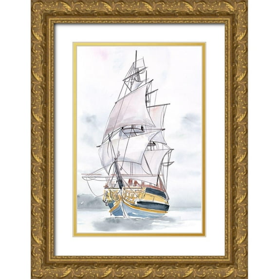 Parker, Jennifer Paxton 11x14 Gold Ornate Wood Framed with Double Matting Museum Art Print Titled - Tall Ship II