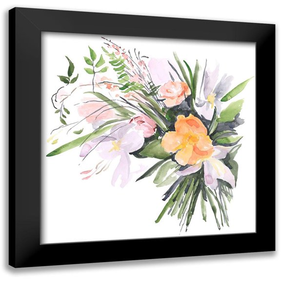 Parker, Jennifer Paxton 12x12 Black Modern Framed Museum Art Print Titled - Ferns and Tulips II