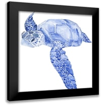 Parker, Jennifer Paxton 12x12 Black Modern Framed Museum Art Print Titled - Ultramarine Sea Turtle I