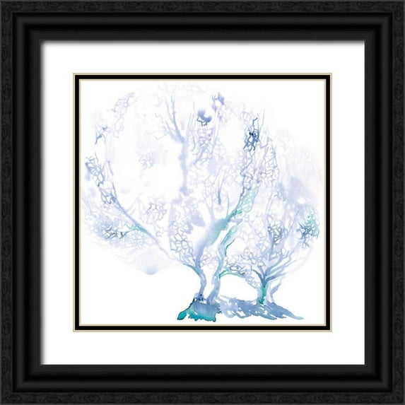 Parker, Jennifer Paxton 12x12 Black Ornate Wood Framed with Double Matting Museum Art Print Titled - Navy Sea Fan I