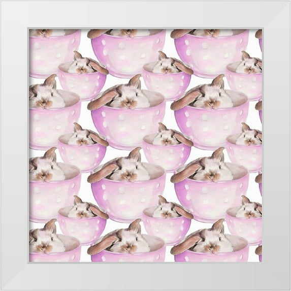 Parker, Jennifer Paxton 12x12 White Modern Wood Framed Museum Art Print Titled - Bunny Crossing Collection H