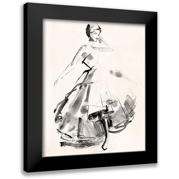 Parker, Jennifer Paxton 12x14 Black Modern Framed Museum Art Print Titled - Vintage Costume Sketch II