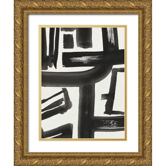 Parker, Jennifer Paxton 12x14 Gold Ornate Wood Framed with Double Matting Museum Art Print Titled - Inkwell Intersect II