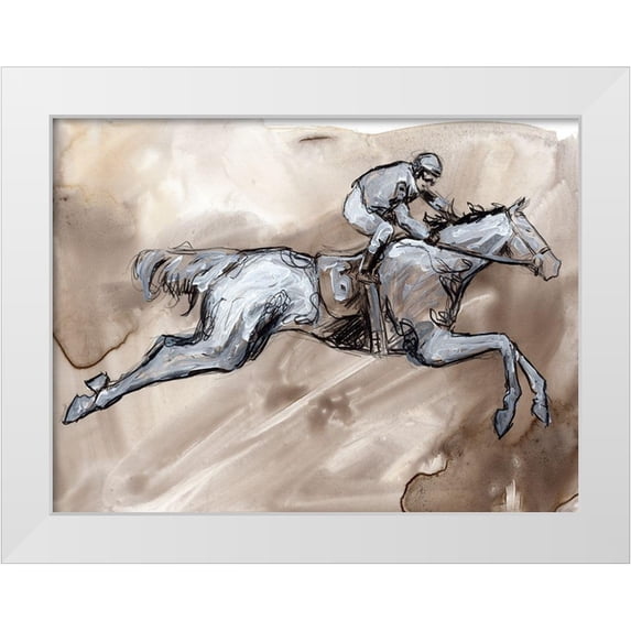 Parker, Jennifer Paxton 14x12 White Modern Wood Framed Museum Art Print Titled - Off to the Races II