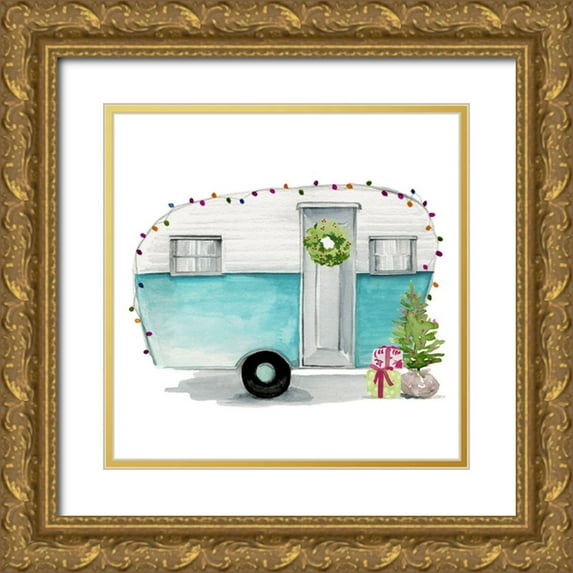 Parker, Jennifer Paxton 15x15 Gold Ornate Wood Framed with Double Matting Museum Art Print Titled - Christmas Cars II