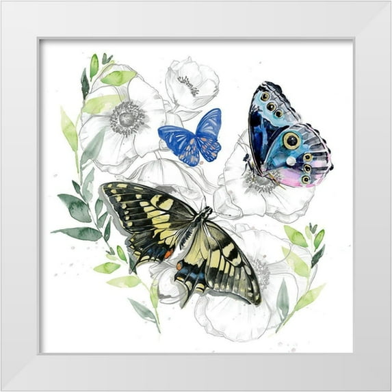 Parker, Jennifer Paxton 15x15 White Modern Wood Framed Museum Art Print Titled - Butterfly Floral I