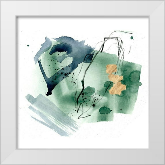Parker, Jennifer Paxton 15x15 White Modern Wood Framed Museum Art Print Titled - Green Splash Abstract IV
