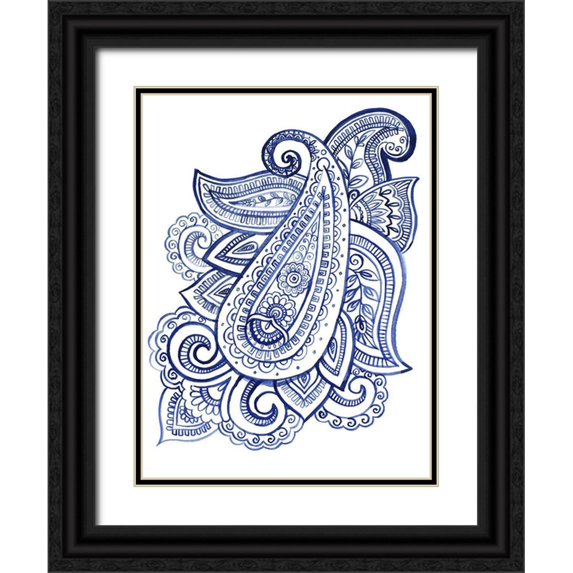 Parker, Jennifer Paxton 15x18 Black Ornate Wood Framed with Double Matting Museum Art Print Titled - Indigo Paisley III
