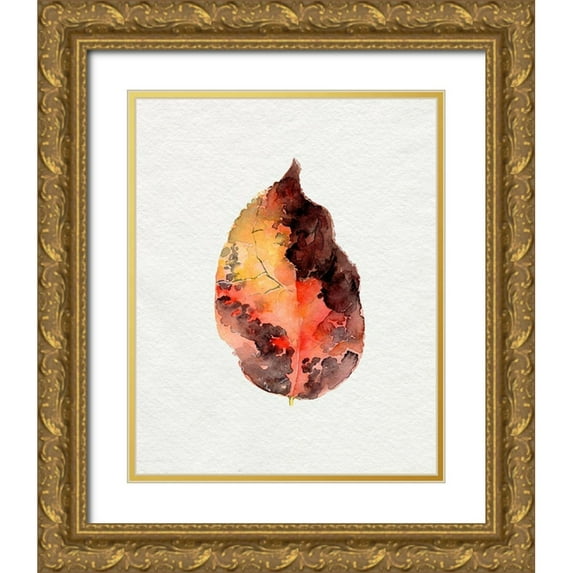Parker, Jennifer Paxton 15x18 Gold Ornate Wood Framed with Double Matting Museum Art Print Titled - Watercolor Autumn Leaf I