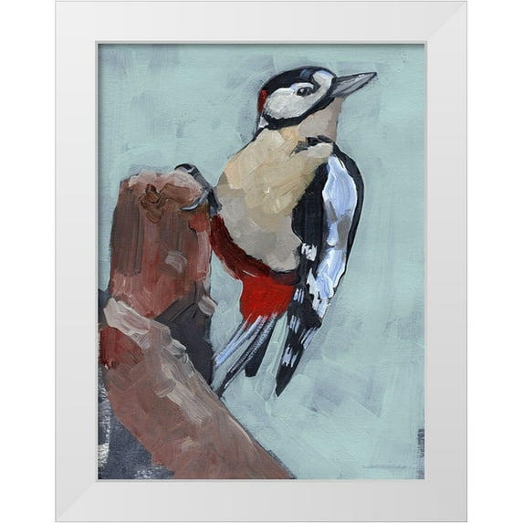 Parker, Jennifer Paxton 15x18 White Modern Wood Framed Museum Art Print Titled - Woodpecker Paintstrokes II