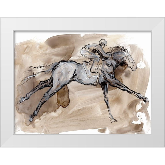 Parker, Jennifer Paxton 18x15 White Modern Wood Framed Museum Art Print Titled - Off to the Races I