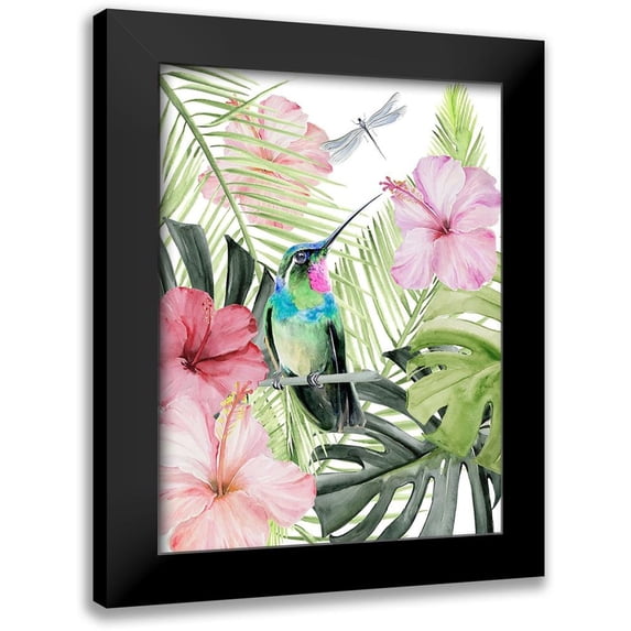 Parker, Jennifer Paxton 19x24 Black Modern Framed Museum Art Print Titled - Hibiscus and Hummingbird II