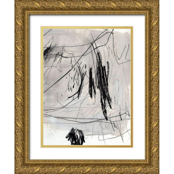 Parker, Jennifer Paxton 19x24 Gold Ornate Wood Framed with Double Matting Museum Art Print Titled - Charcoal Waltz II