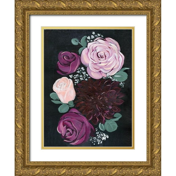 Parker, Jennifer Paxton 19x24 Gold Ornate Wood Framed with Double Matting Museum Art Print Titled - Dark and Dreamy Floral II