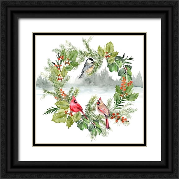 Parker, Jennifer Paxton 20x20 Black Ornate Wood Framed with Double Matting Museum Art Print Titled - Holiday Deer Collection C