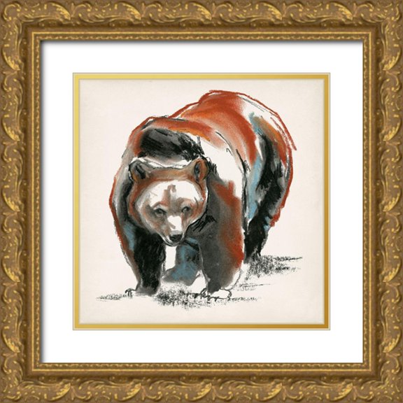Parker, Jennifer Paxton 20x20 Gold Ornate Wood Framed with Double Matting Museum Art Print Titled - Brown Bear Gestures II