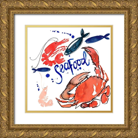Parker, Jennifer Paxton 20x20 Gold Ornate Wood Framed with Double Matting Museum Art Print Titled - Fruits De Mer II
