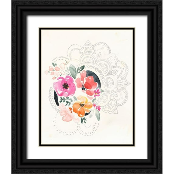 Parker, Jennifer Paxton 20x24 Black Ornate Wood Framed with Double Matting Museum Art Print Titled - Mandala Bouquet I
